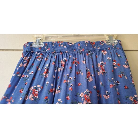 FRNCH Paris Floral Button Front Retro Cottage Midi Skirt Viscose Blue Size L - Picture 5 of 8